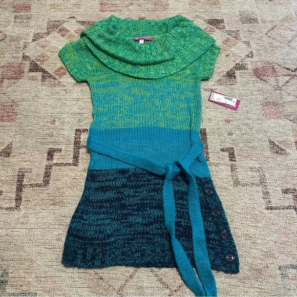 NWT Y2K deadstock Blue & green sweater with belt size medium - Picture 3 of 13